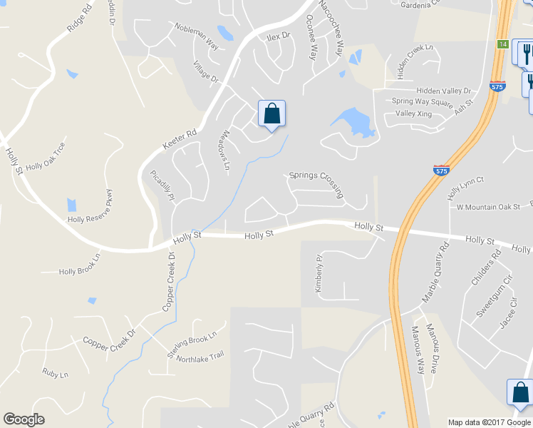 map of restaurants, bars, coffee shops, grocery stores, and more near 204 Springs Crossing in Canton