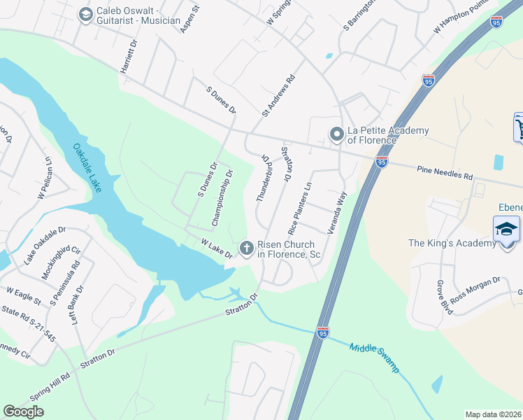 map of restaurants, bars, coffee shops, grocery stores, and more near 847 Stratton Drive in Florence