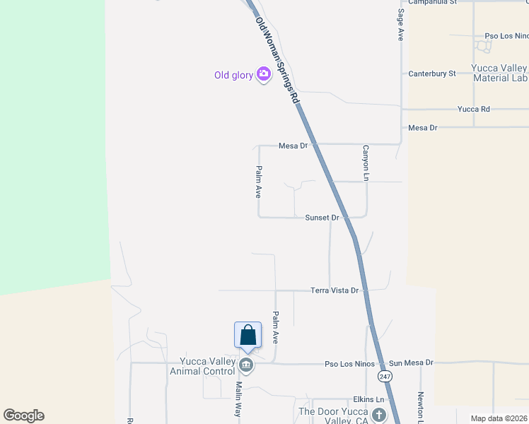 map of restaurants, bars, coffee shops, grocery stores, and more near 56524 Sunset Drive in Yucca Valley