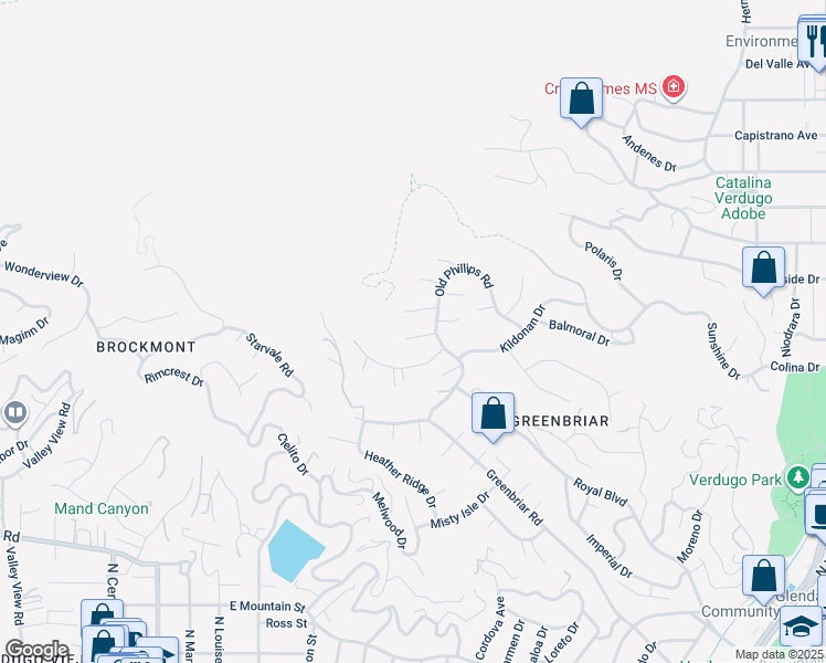 map of restaurants, bars, coffee shops, grocery stores, and more near 915 Whitehaven Terrace in Glendale