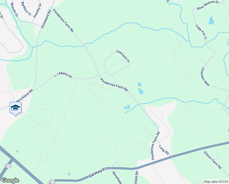 map of restaurants, bars, coffee shops, grocery stores, and more near 5344 Milford Drive in Hall County