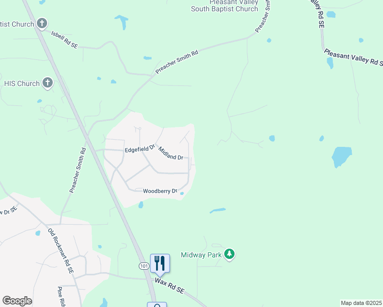 map of restaurants, bars, coffee shops, grocery stores, and more near 52 Woodberry Drive in Silver Creek