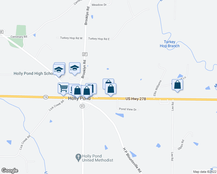 map of restaurants, bars, coffee shops, grocery stores, and more near 101 Danes Lane in Holly Pond