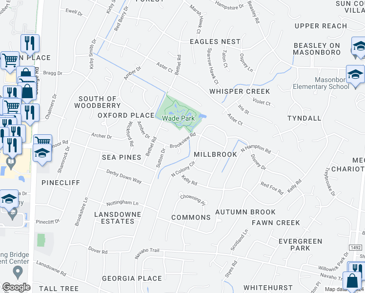 map of restaurants, bars, coffee shops, grocery stores, and more near 211 Spargo Place in Wilmington