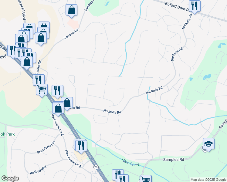 map of restaurants, bars, coffee shops, grocery stores, and more near 3050 Cabernet Court in Cumming