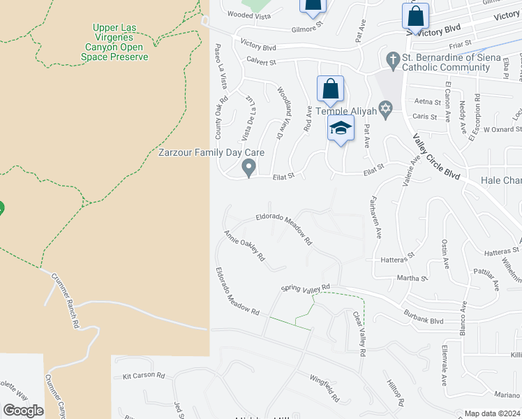 map of restaurants, bars, coffee shops, grocery stores, and more near 6005 William Bent Road in Hidden Hills