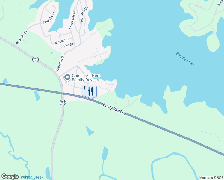 map of restaurants, bars, coffee shops, grocery stores, and more near 122 Lake Ridge Drive in Ninety Six