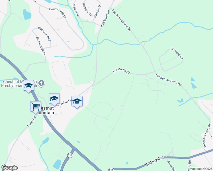map of restaurants, bars, coffee shops, grocery stores, and more near 5230 L J Martin Drive in Gainesville