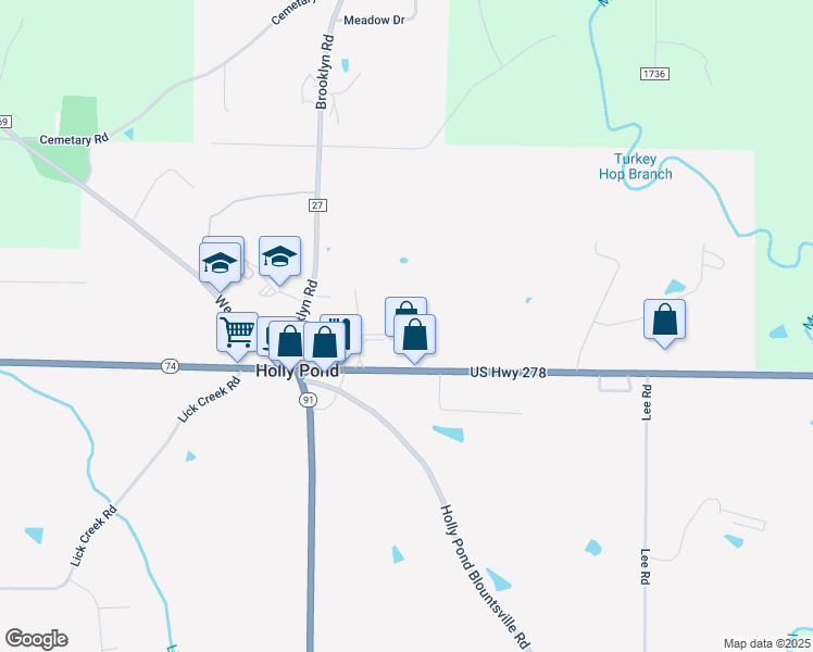 map of restaurants, bars, coffee shops, grocery stores, and more near 101 Danes Lane in Holly Pond