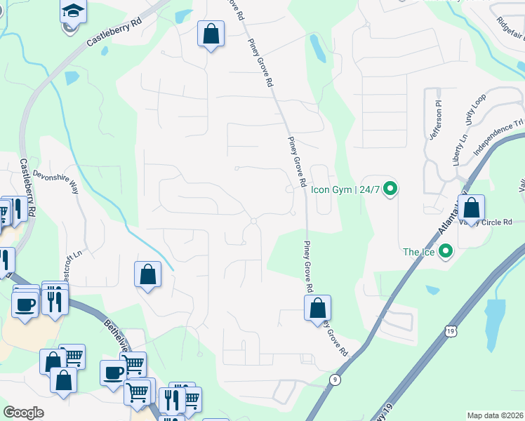 map of restaurants, bars, coffee shops, grocery stores, and more near 5210 Stonehaven View in Cumming