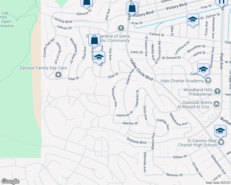 map of restaurants, bars, coffee shops, grocery stores, and more near 5796 Fairhaven Avenue in Los Angeles