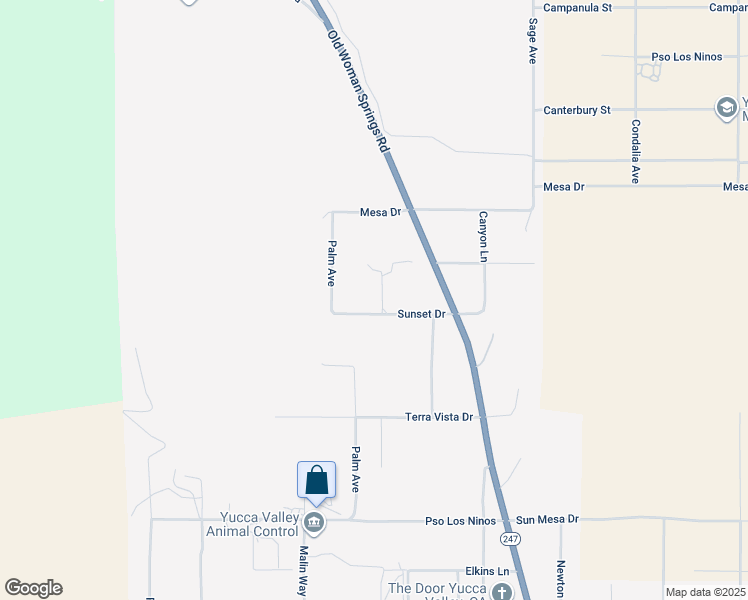 map of restaurants, bars, coffee shops, grocery stores, and more near 56550 Sunset Drive in Yucca Valley