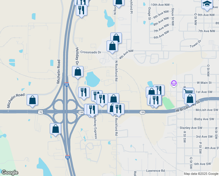 map of restaurants, bars, coffee shops, grocery stores, and more near 101 South Rockford Road in Ardmore