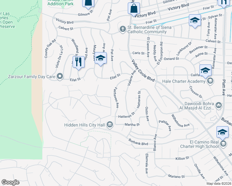 map of restaurants, bars, coffee shops, grocery stores, and more near 5796 Fairhaven Avenue in Los Angeles