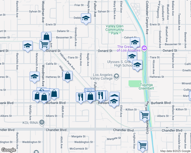 map of restaurants, bars, coffee shops, grocery stores, and more near in Los Angeles