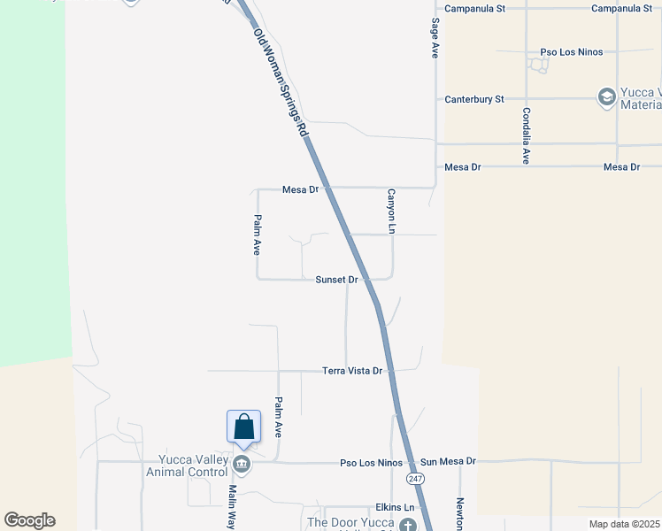 map of restaurants, bars, coffee shops, grocery stores, and more near 56676 Sunset Drive in Yucca Valley
