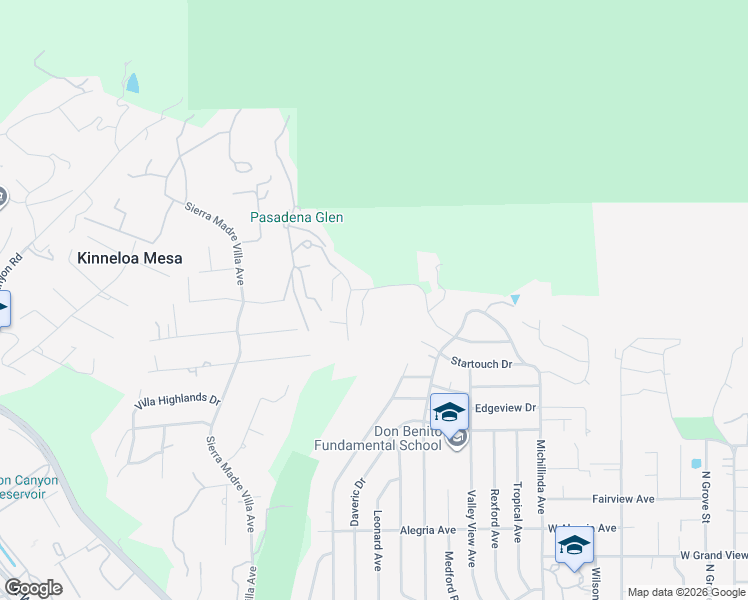 map of restaurants, bars, coffee shops, grocery stores, and more near 3520 Ranch Top Road in Pasadena