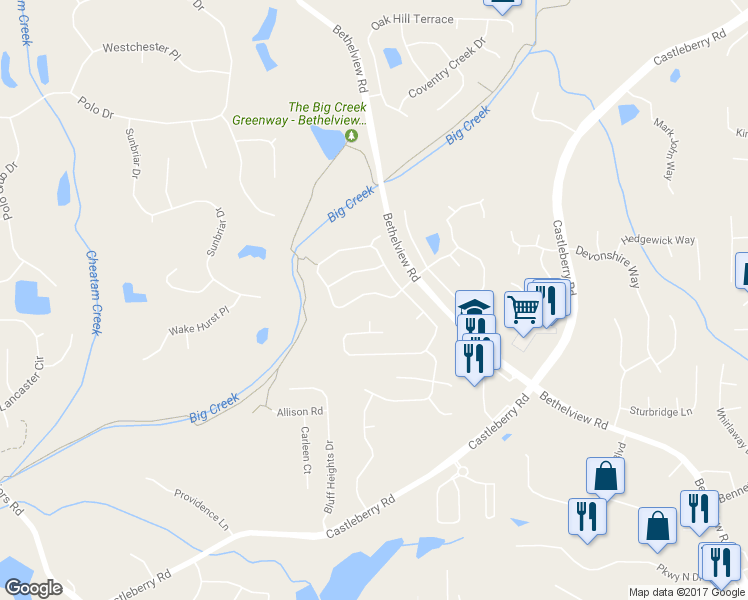 map of restaurants, bars, coffee shops, grocery stores, and more near 5475 Beaver Ridge Drive in Cumming