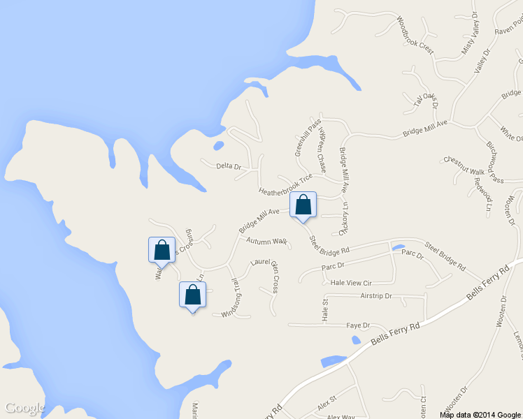 map of restaurants, bars, coffee shops, grocery stores, and more near 979 Bridge Mill Avenue in Canton