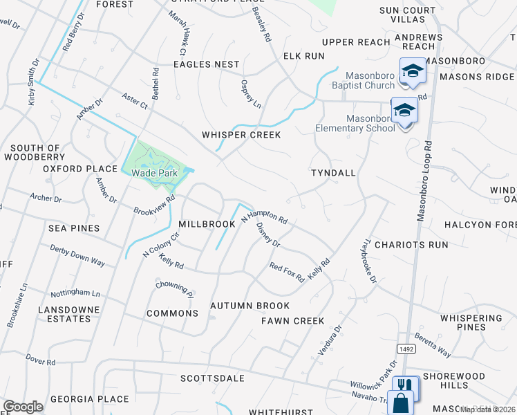 map of restaurants, bars, coffee shops, grocery stores, and more near 306 Disney Drive in Wilmington