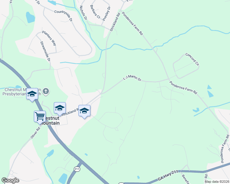 map of restaurants, bars, coffee shops, grocery stores, and more near 5230 L J Martin Drive in Gainesville