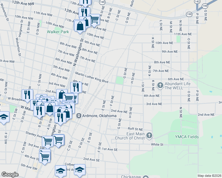 map of restaurants, bars, coffee shops, grocery stores, and more near 521 4th Avenue Northeast in Ardmore