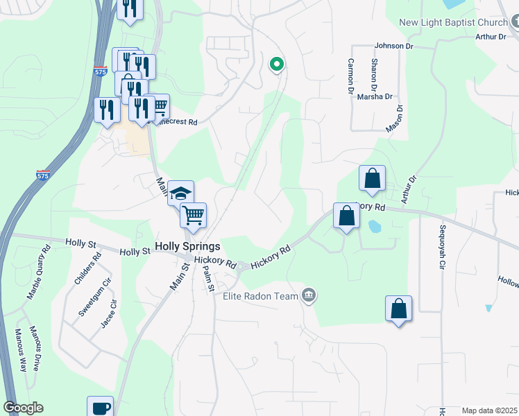 map of restaurants, bars, coffee shops, grocery stores, and more near 208 Cedar Valley Court in Canton
