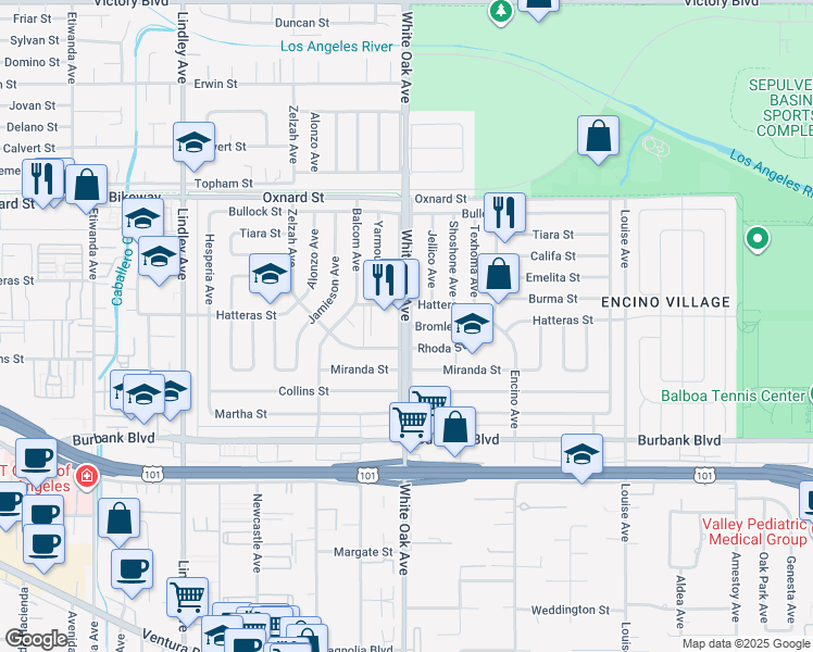 map of restaurants, bars, coffee shops, grocery stores, and more near in Los Angeles