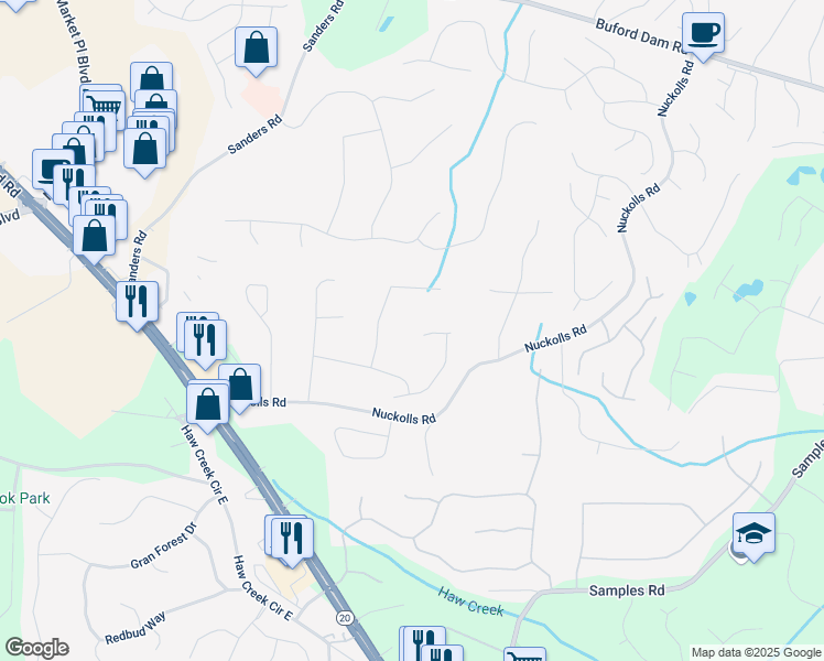 map of restaurants, bars, coffee shops, grocery stores, and more near 3060 Cabernet Court in Cumming