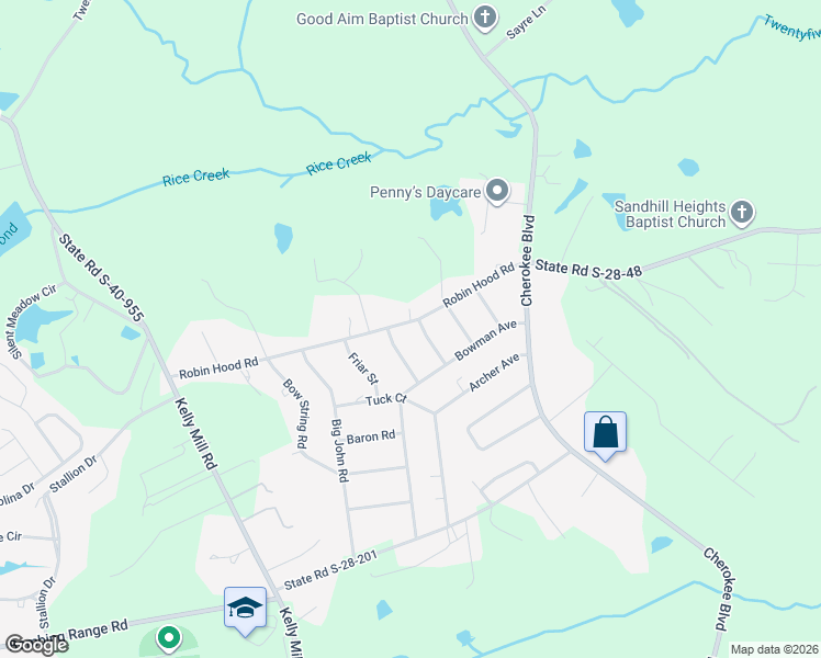 map of restaurants, bars, coffee shops, grocery stores, and more near 308 Robin Hood Road in Elgin