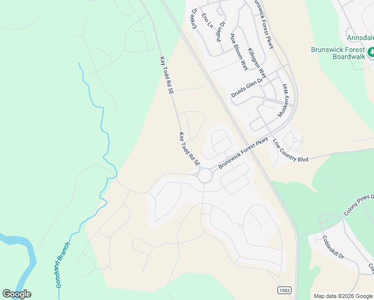 map of restaurants, bars, coffee shops, grocery stores, and more near 607 Clarendon Road Southeast in Leland