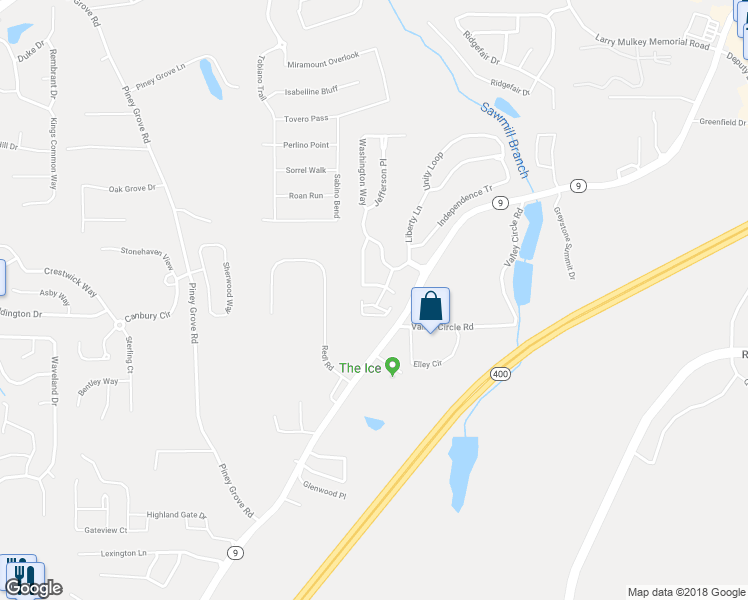 map of restaurants, bars, coffee shops, grocery stores, and more near 1040 Constitution Way in Cumming