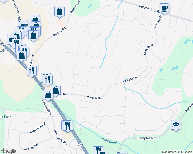 map of restaurants, bars, coffee shops, grocery stores, and more near 3060 Cabernet Court in Cumming