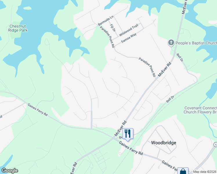 map of restaurants, bars, coffee shops, grocery stores, and more near 6334 Green Oak Ridge in Flowery Branch