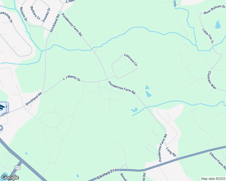 map of restaurants, bars, coffee shops, grocery stores, and more near 5344 Milford Drive in Hall County