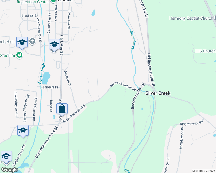 map of restaurants, bars, coffee shops, grocery stores, and more near 1491 Booze Mountain Road in Silver Creek