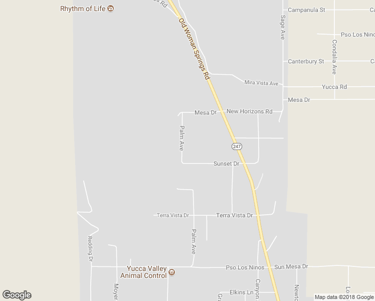 map of restaurants, bars, coffee shops, grocery stores, and more near 56524 Sunset Drive in Yucca Valley