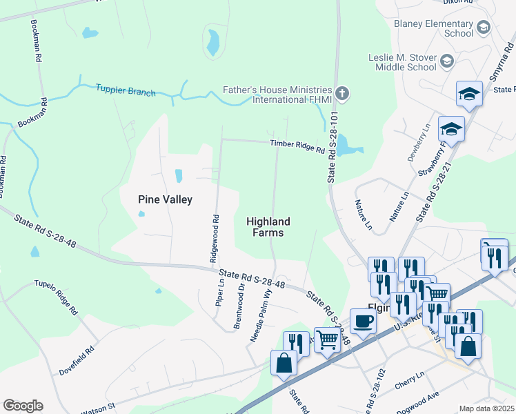 map of restaurants, bars, coffee shops, grocery stores, and more near 1509 Englewood Road in Elgin