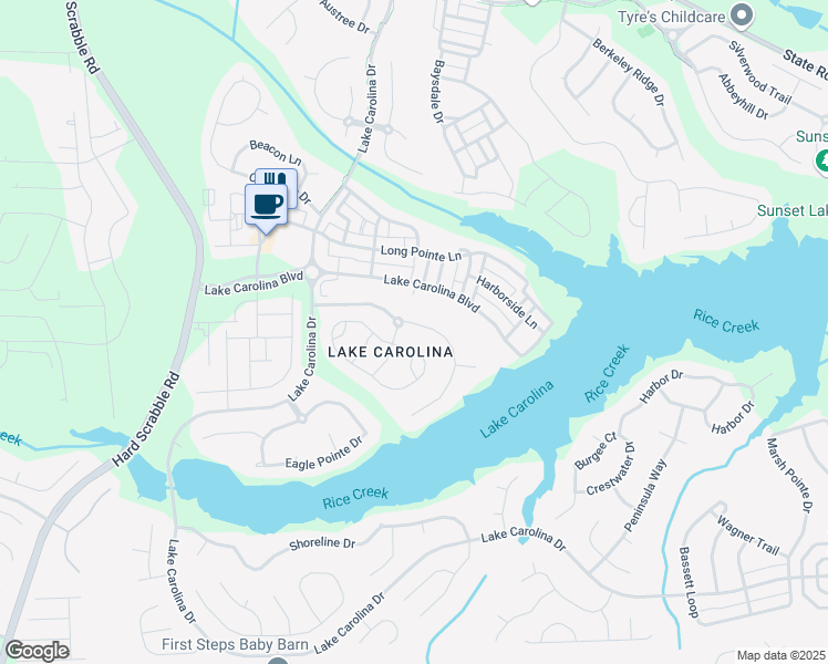 map of restaurants, bars, coffee shops, grocery stores, and more near 104 Sailing Club Drive in Columbia