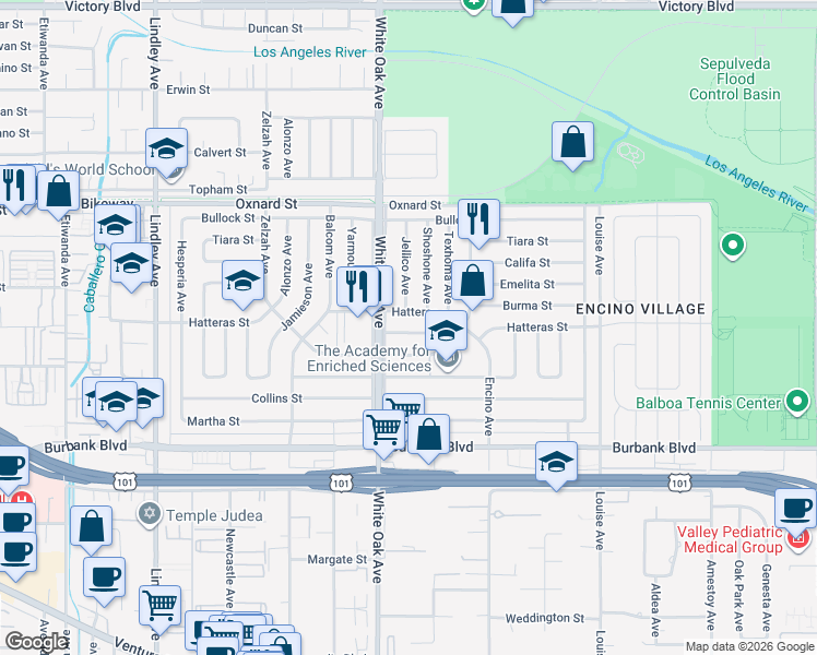 map of restaurants, bars, coffee shops, grocery stores, and more near in Los Angeles