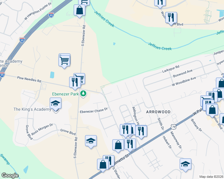 map of restaurants, bars, coffee shops, grocery stores, and more near 3128 Harvard Way in Florence