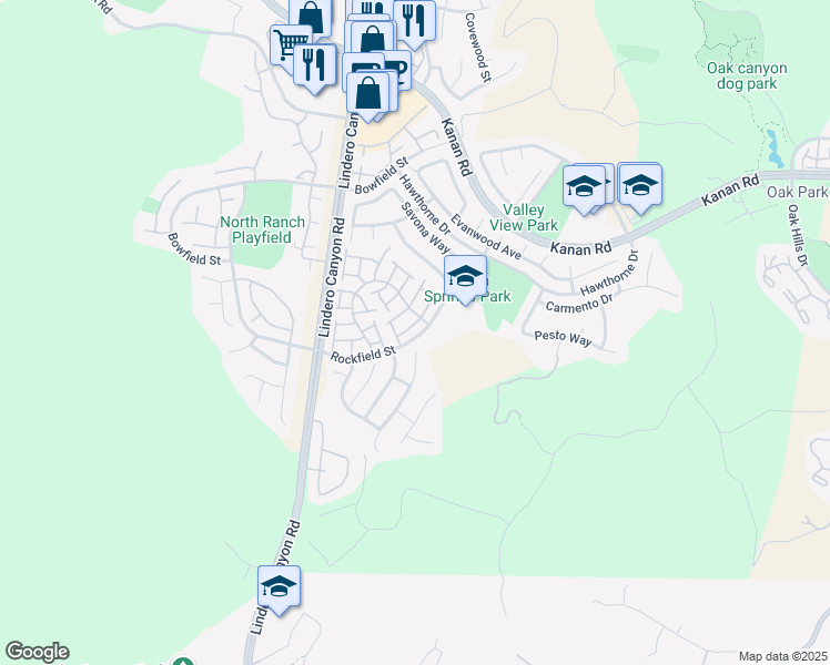 map of restaurants, bars, coffee shops, grocery stores, and more near 4904 Lazio Way in Oak Park