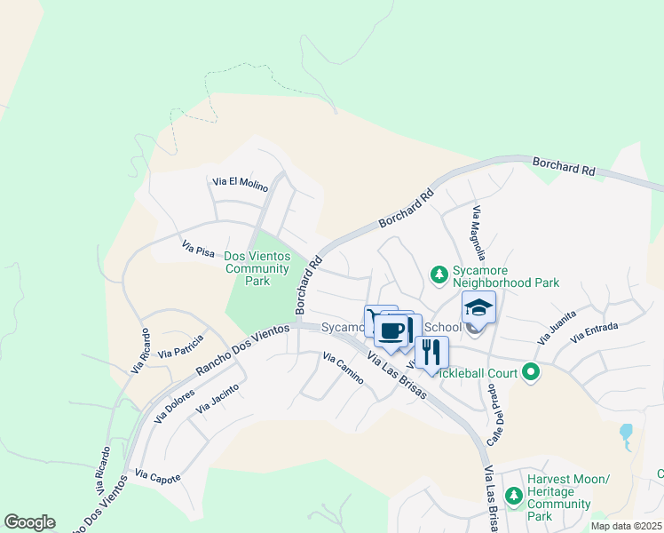 map of restaurants, bars, coffee shops, grocery stores, and more near 4921 Via Coronado in Thousand Oaks