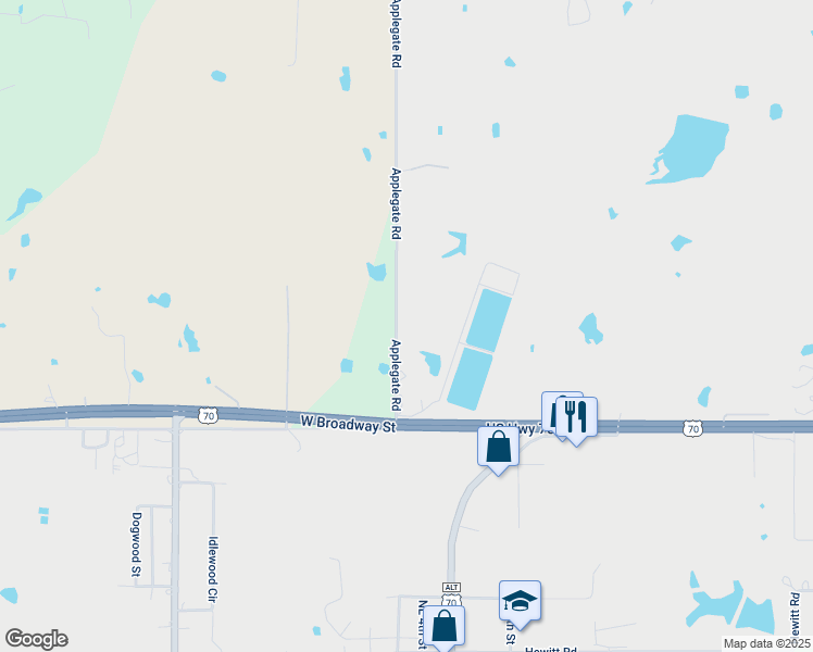 map of restaurants, bars, coffee shops, grocery stores, and more near 232 Applegate Road in Wilson