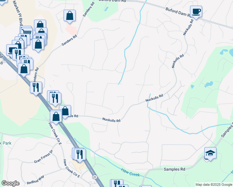 map of restaurants, bars, coffee shops, grocery stores, and more near 3050 Cabernet Court in Cumming