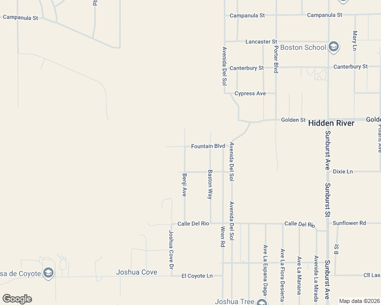 map of restaurants, bars, coffee shops, grocery stores, and more near 4225 Benji Avenue in Joshua Tree