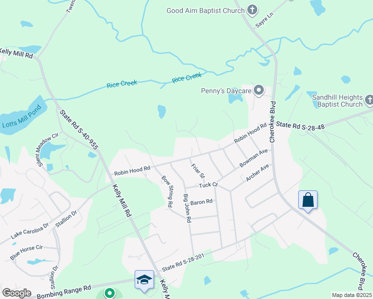 map of restaurants, bars, coffee shops, grocery stores, and more near 225 Robin Hood Road in Elgin