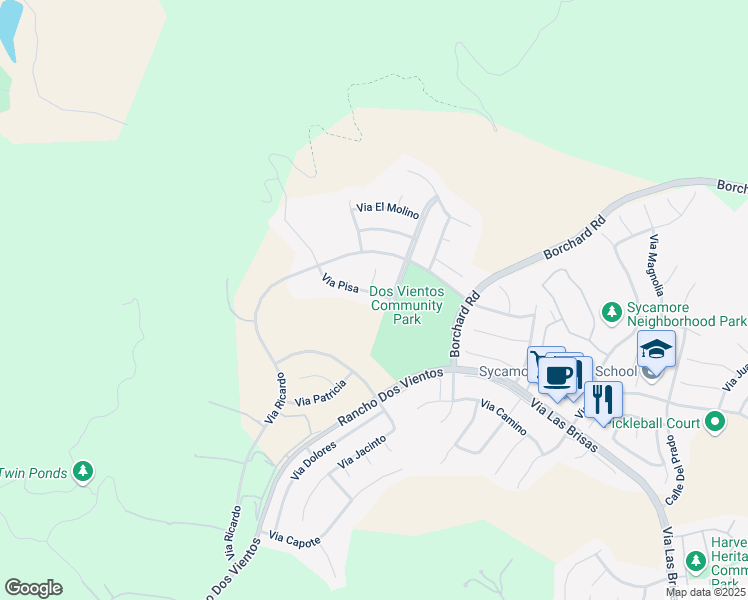 map of restaurants, bars, coffee shops, grocery stores, and more near 5166 Via Pisa in Thousand Oaks