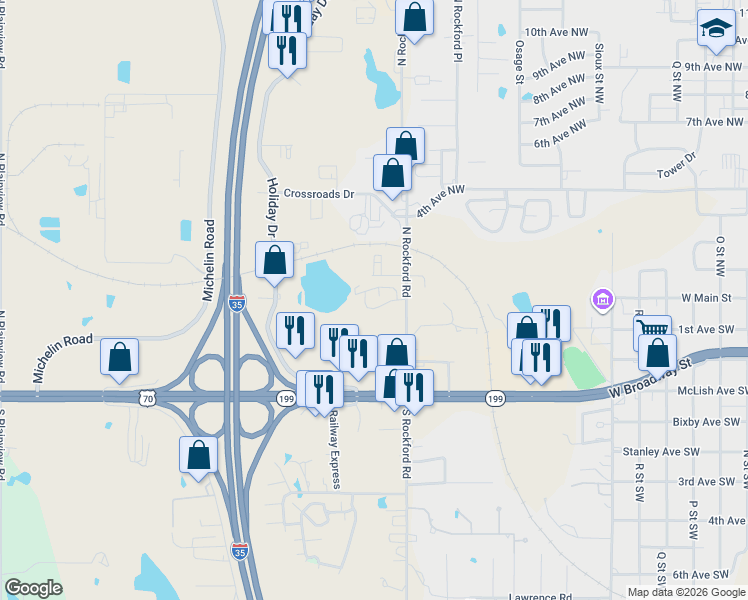 map of restaurants, bars, coffee shops, grocery stores, and more near 25 South Rockford Road in Ardmore