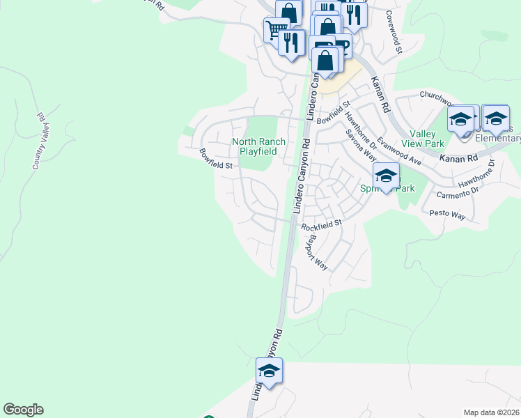 map of restaurants, bars, coffee shops, grocery stores, and more near 817 Sunstone Street in Westlake Village